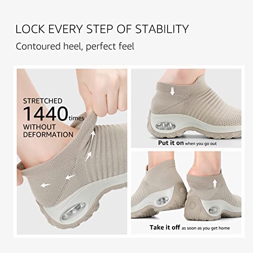 Image of HKR Women Walking Shoes Cushioned Slip On Sneakers