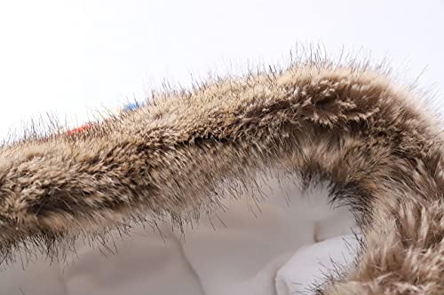 Kids Girls Floral Print Winter Coat Cotton Parka Hooded Snowsuit Warm Fur Down Windproof Puffer Jacket Outerwear (White, 4-5 Years)2