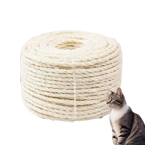Casgee Corde en sisal pour arbre à chat - 8 mm x 100 m - Corde en sisal naturel - Corde pour arbre à chat - Corde de rechange pour arbre à chat - Corde en sisal pour arbre à chat - Remplacement -
