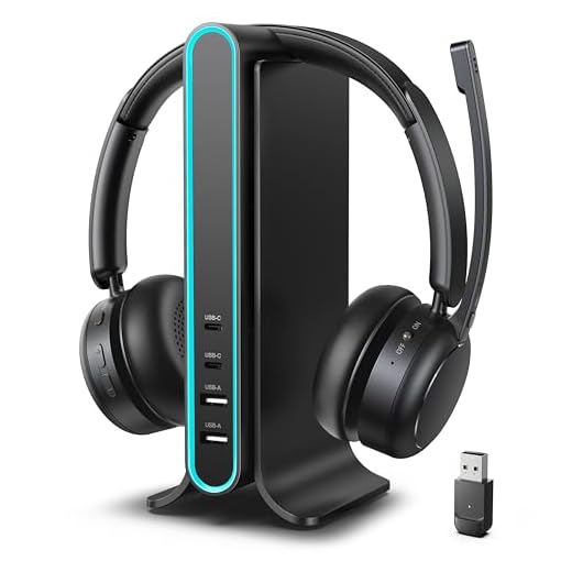 Bluetooth Headset, Wireless Headset with Mic for Work, Qualcomm Chipeset Dongle, V5.4 Headsets with Microphone for Work, Wireless Noise Cancelling Headphones Busy/Mute Light for PC Computer Office WFH