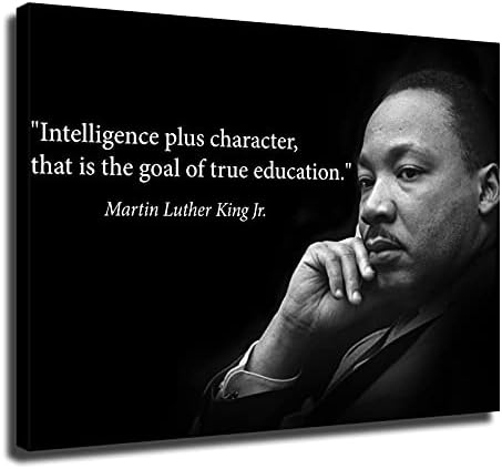 Martin Luther King Jr. Poster famous inspirational quote banner for classrooms education wall art photograph picture black history month famous African american hero activism teacher (24×32inch-Framed)