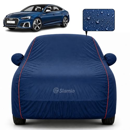 Image of Car Cover for Audi S5 Sportback | 100% Waterproof Heavy-Duty 3-Layer Car Body Cover | All-Weather Rain, UV, Sun & Dust Protection | Custom Fit | Mirror & Antenna Pockets | Navy Blue