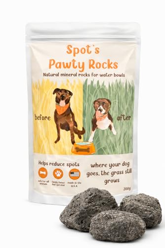 Spot’s Pawty Rocks – Natural Mineral Stones for Dog Water Bowls – Helps Reduce Lawn Burn & Yellow Grass Spots from Dog Urine - Made in the USA - 200 Grams
