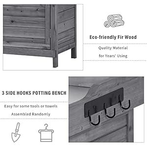 Patiogardenpottingbenchtableoutdoorstoragecabinetweatherproofgardenworkbenchwithdoubledoors2tierstoragecabinetsidehookworkstationtablepatiobackyardporchgrey Urban Country Home Decor Patio garden potting bench table outdoor storage cabinet weatherproof garden work bench with double doors 2 tier storage cabinet side hook work station table patio backyard porch grey urban country home decor