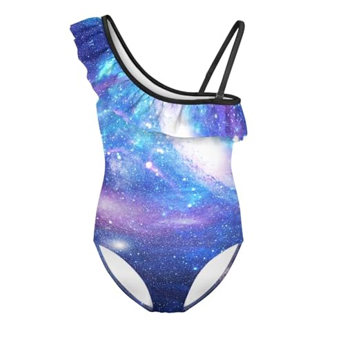 Image of Girls One Piece Swimsuit Ruffled Halter Bathing Suit with Adjustable Strap Beach Sport Swimwear for 3-14 Years
