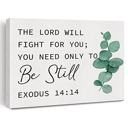 Lienzo con versículo bíblico El Señor Luchará por Ti Éxodo 14:14, arte de pared, oficina, decoración del hogar, póster de las Escrituras, obra de arte de 11.5 x 15 pulgadas, regalo para cristianos