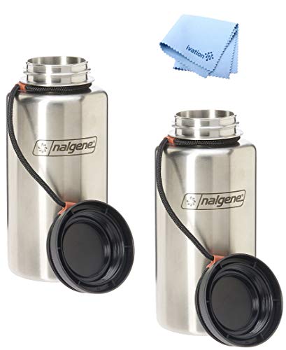 Nalgene Stainless Steel Wide Mouth Everyday Bottle - 38 oz. with Microfiber Cloth