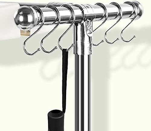 Janitorial cart, Movable Broom Holder, Cleaning Trolley Tool Storage, Floor-Standing Broom and Mop Rack, for Garden Garage Hotels Property (Color : Silver, Size : 5 Tow 6 Hooks)