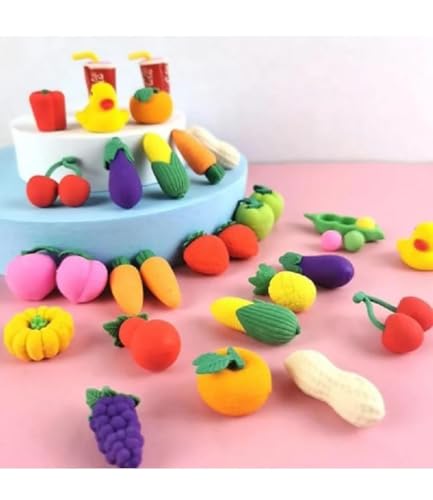 Image of (8 Pcs Fruit Eraser) Rubber for Kids| Different Shape Eraser| Eraser Set Box| School Eraser| Stylish Eraser| Eraser for Kids School| Eraser for Artist(SHR)
