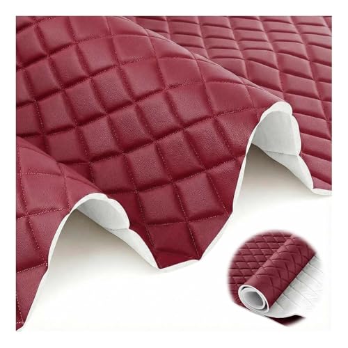 Tissu simili cuir bordeaux matelassé anti-tache pour réparer canapé et sièges auto
