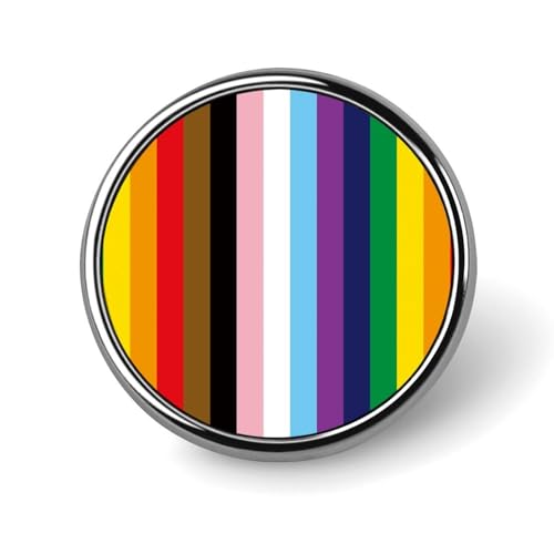 Fashion Brooch Pin, Round Lapel Tie Pin for Men Women Shirt Collar Clothing Decoration, Lgbtq Pride Flag Rainbow Striped Round Badge