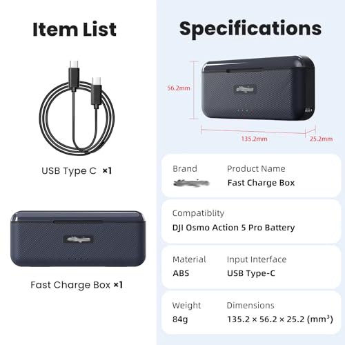 Image of Fast Battery Charger for DJI Osmo Action 5 Pro Camera Storage Carry Box Accessories (No Battery and Sim Included)