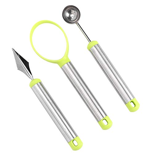 Sunicon 3 peças conjunto de colher de melão Baller, cortador multifuncional de aço inoxidável para f