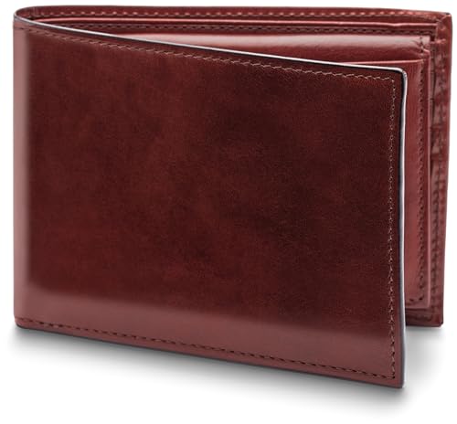 Bosca Men's Italian Leather Bifold Wallet with Removable ID Passcase, RFID Blocking, 8 Card Slots, and Divided Currency Well - Made in Italy, Dark Brown2