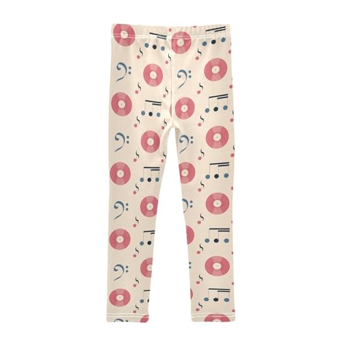 Music in A Retro Style Girls Leggings,Workout Leggings for Girls Toddler Athletic Leggings Size for 3-10T2