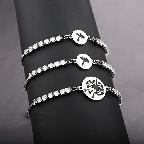 Image of WKXZMTR Mother's Day Gifts Dandelion Bracelet Mother and Daughter Bracelets Mommy and Me Heart Matching Wish Bracelets