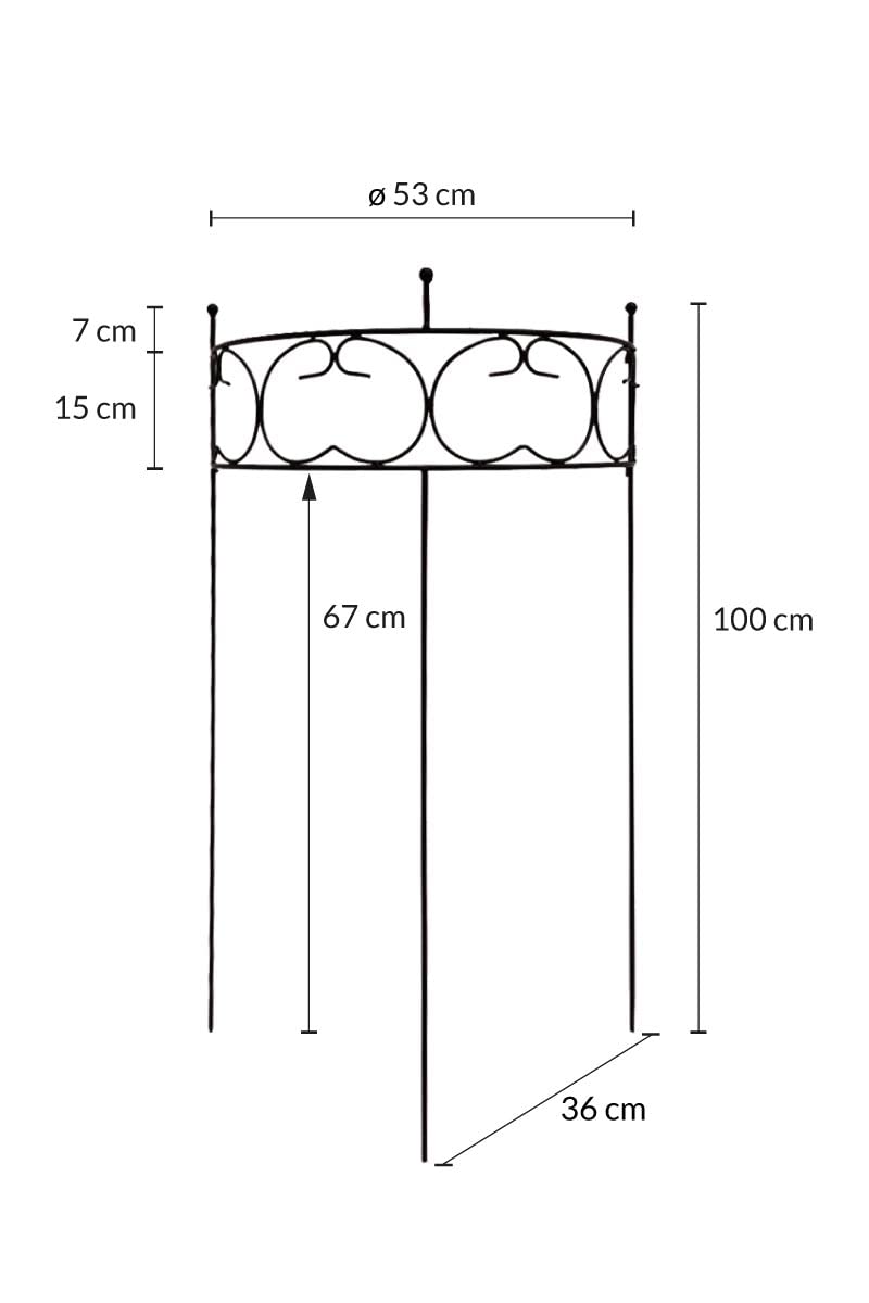 KUHEIGA 2-teiliger Staudenhalter Metall rund, Strauchhalter, Rankgerüst, ROST/Roheisen,