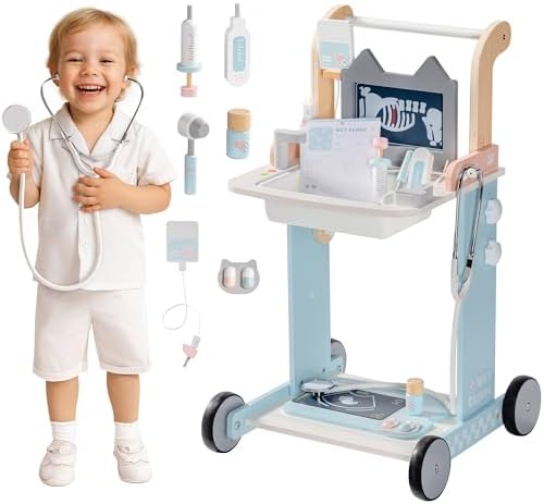 ROBOTIME Doctor Kit for Toddlers, Wooden Kids Doctor Play Set wit...