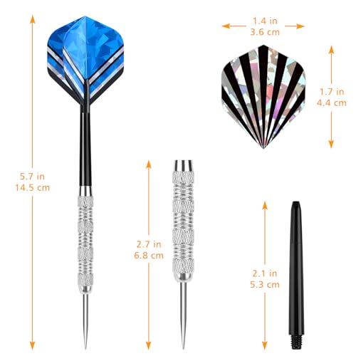 Image of Accmor Metal Tip Darts, Steel Tip Darts, 14 Grams Professional Metal Darts, Darts Metal Tip Set, Metal Darts for Dartboard