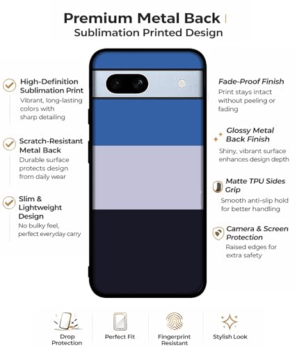 Image of Three Color Stripes Design Premium 2D Printed Metal Back Case Cover for Google Pixel 7A 5G