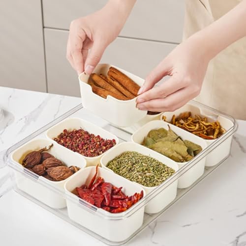 Image of Multi-Grid Fridge Storage Box 8 Compartment Airtight Container for Fruits, Vegetables & Snacks