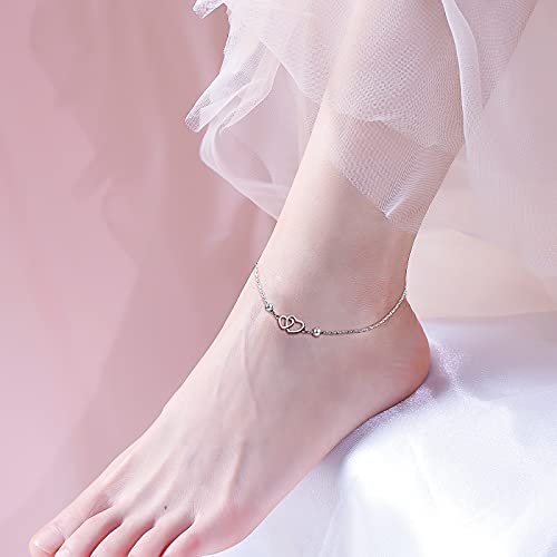 Daochong Heart Anklet For Women Girl S925 Sterling Silver Adjustable Beach Style Foot Ankle Bracelet Jewelry #TOP4