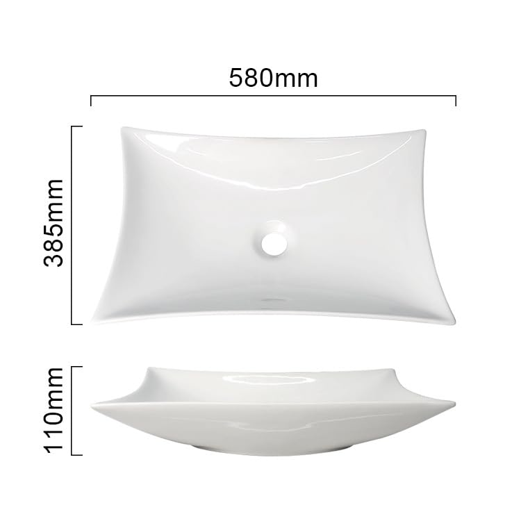 Lavabo salle de bain vasque à poser céramique blanche rectangle 580x385mm - 2