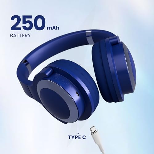 Image of OOGE Echo 100 Wireless Bluetooth Headphones (Blue), 30H Playtime, 800H Standby Time, 250mAh Battery, Bluetooth 5.3, 10m Range, 1-Year Warranty
