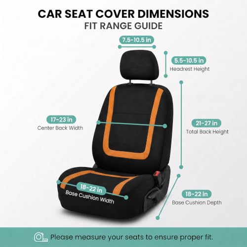 Image of FH Group Car Seat Covers Front Set in Cloth -Car Seat Covers for Low Back Car Seats with Removable Headrest,Universal Fit,Automotive SeatCovers,Washable Car SeatCover for SUV,Sedan,Van Orange