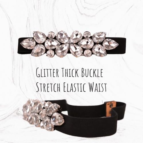 Dorchid Women Rhinestone Stretch Belts Thin Skinny Elastic Wasit Belt Beaded Crystal Belts for Lady Dresses