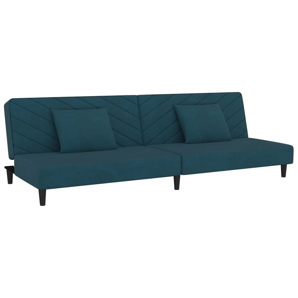 Sofa z funkcją spania 2-osobowa, kolor niebieski aksamit, z 2 poduszkami, możliwość przekształcenia w łóżko, do salonu, pokoju gościnnego, 200 x 84,5 cm