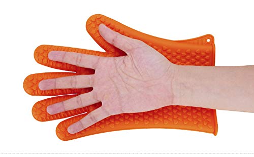 Gants épais en silicone antidérapant de 130 g, gants de four à micro-ondes, outils de cuisson à cinq doigts isolés thermiquement, 27 cm x 16,5 cm