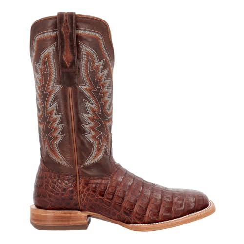 Durango® Men's PRCA Collection Caiman Belly Western Boot, Cognac And Cigar, Size 7.5(M)