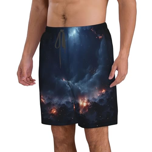 Mountains Covered with Starlight Men's Beach Pants-Quick-Dry & Comfortable Mens Beach Shorts for Men, Perfect for Surfing and Everyday Wear White2