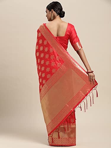 Image of AKHILAM Women's Banarasi Silk Woven Design Saree With Unstitched Blouse Piece (5DIXITA50 Parent)