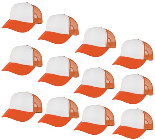 Image of Gelante 12 Pcs Sublimation Blank Trucker Hats - 5 Panel Mesh Snapback Baseball Cap Bulk