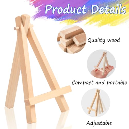Gushu 16 peças mini cavalete de madeira de 5 polegadas, pequeno cavalete de madeira em forma de a pa