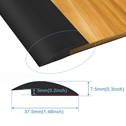 Floor Rubber Transition Strip Self Adhesive Carpet To Tile Transition Strip Edging Trim Strip For Threshold Transitions With A Height Less Than 5 Mm/0.2In (Black, 6.56Ft) #TOP1