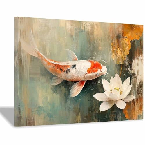 Peintures d'animaux sauvages pour salon mur vide tableau Poisson Koi