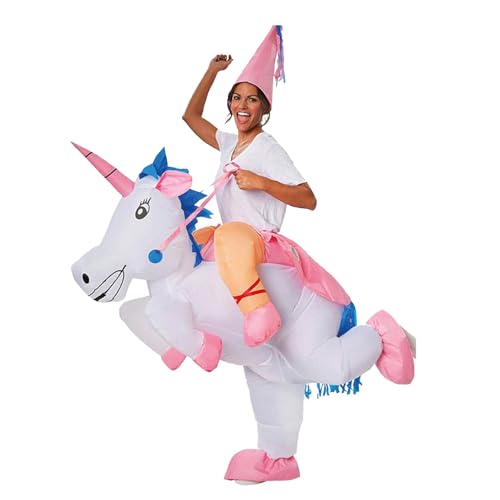 AirSuit Disfarce de unicórnio insuflável | disfarce insuflável divertido | tamanho adulto 160 a 190 cm, poliéster confortável | resistente | sistema de inflação incluído, originalCup