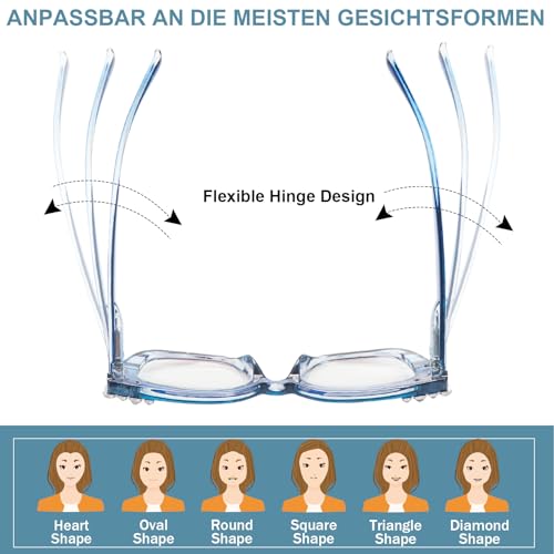 Image of Reading Glasses for Women Men Blue Light Blocking Glasses with Spring Hinge Anti Eyestrain Computer Readers