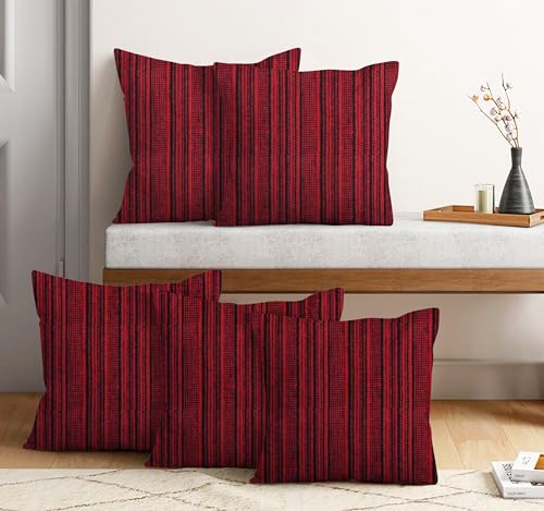 Image of nissi Cotton Plain Cushion Covers, 16x16 inches, Set of 3, (5, Maroon, 16x16 inches)