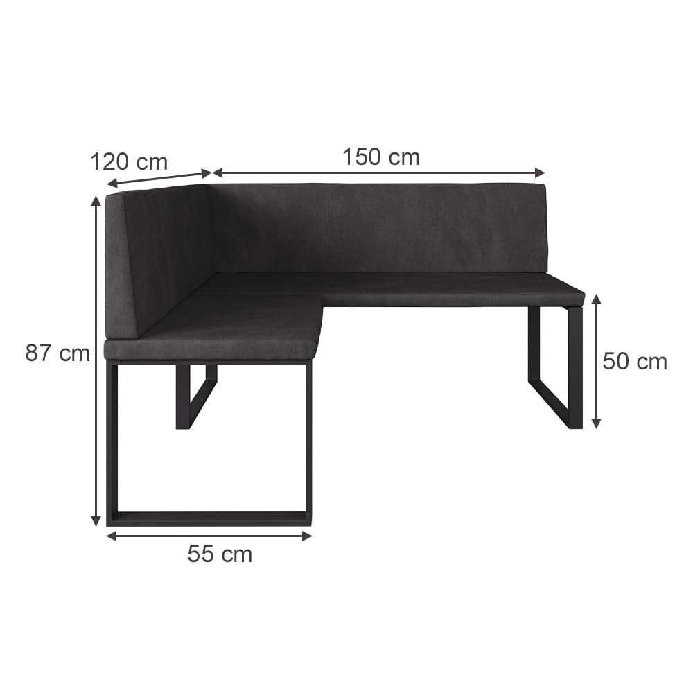 Vicco Banco de Comedor Ravon, Antracita, 120 x 150 cm, Apto como Banco de Comedor para cocinas y Zonas de Comedor