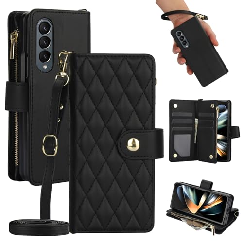 Accessoires Samsung Galaxy Z Fold 4 étui premium en cuir avec porte-cartes élégant