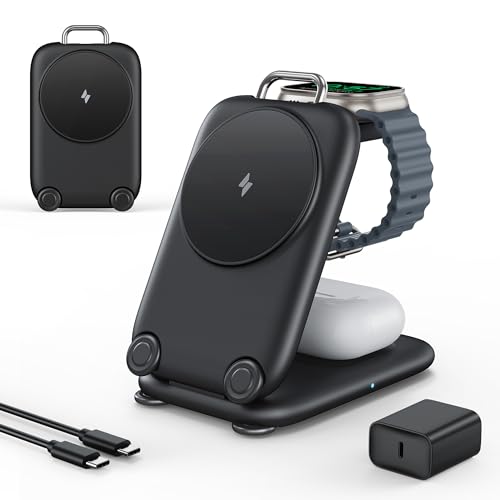 3in1 ���C�����X�[�d�� MagSafe�[�d�� �܂肽���ݎ� 3in1�[�d�� �y20W USB-C�[�d��{1.5m�P�[�u���t���z iPhone/Apple Watch/AirPods�Ή� 3�䓯���[�d �p�x�����\ �}�O�l�b�g�� ���s�p�E����p iWat