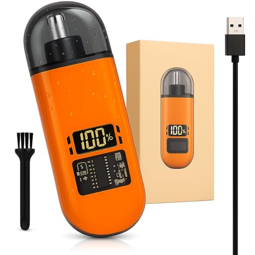 Aparador de Pelos Nariz e Orelha Elétrico Sem Dor, Visor de Baterial Led, Portátil e Recarregável USB, Cortador de Pelos Multiuso Lâmina Aço Inoxdável, Premium