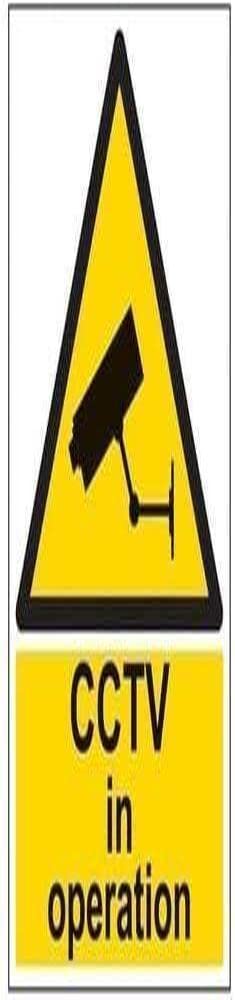 V Safety Warning Cctv In Operation Sign - Portrait - 300mm X 400mm - Self Adhesive Vinyl