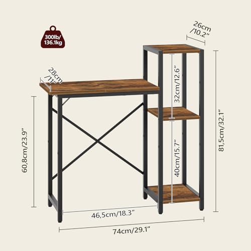 MAHANCRIS 5-10 Gallon Fish Tank Stand with 3-Tier Storage Shelf, Heavy Duty Aquarium Stand for Home Office, Metal Frame Turtle Reptile Terrarium Stand, 29.1"L x 11.0"W x 32.1"H, Rustic Brown FTHR5201 by MAHANCRIS - Image 3
