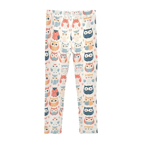 KLL Cute Animal Pattern Cartoon Owls Toddler Girl Athletic Leggings Comfortable Full Length Lounge Pants Gym2
