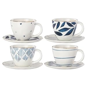 Lenox Blue Bay 4-Piece Espresso Cup & Saucer Set, 2.45 LB